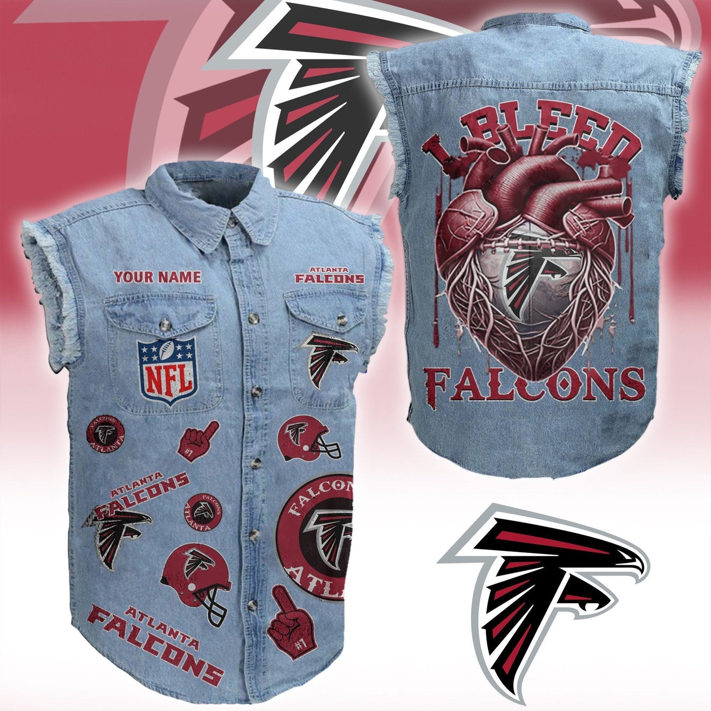 AF NFL Personalize Sleeveless Denim Jacket For Fan DDT CTND