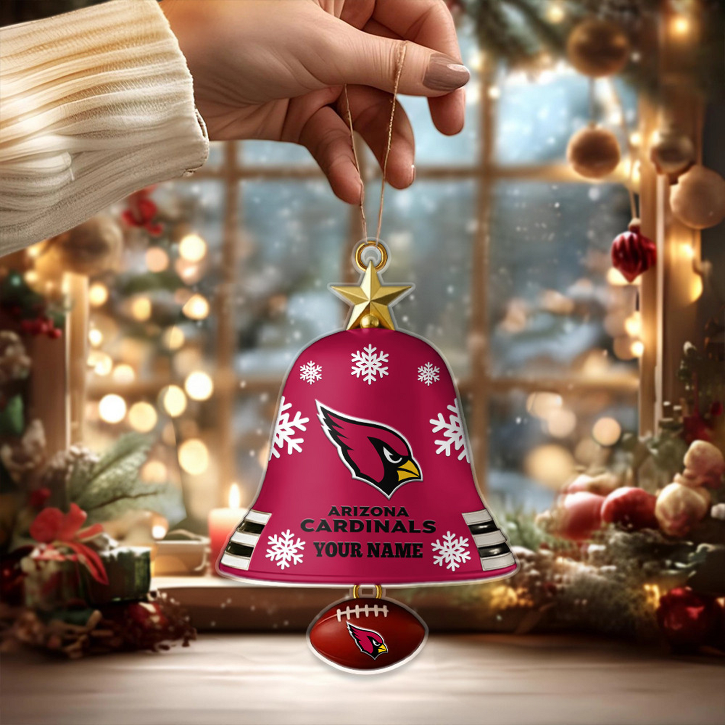 ARI x NFL Christmas Bell Ornament Custom Any Name DatND DVT