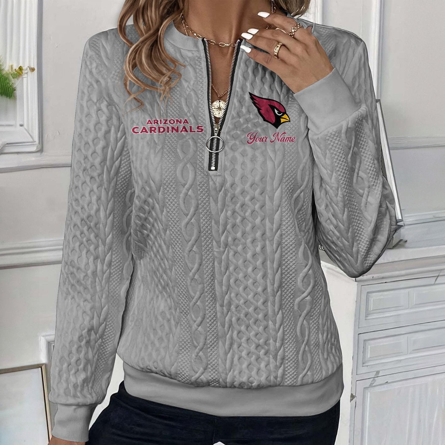 ARI x NFL Women's Quilted Zip-UP Sweatshirt DatND DVT