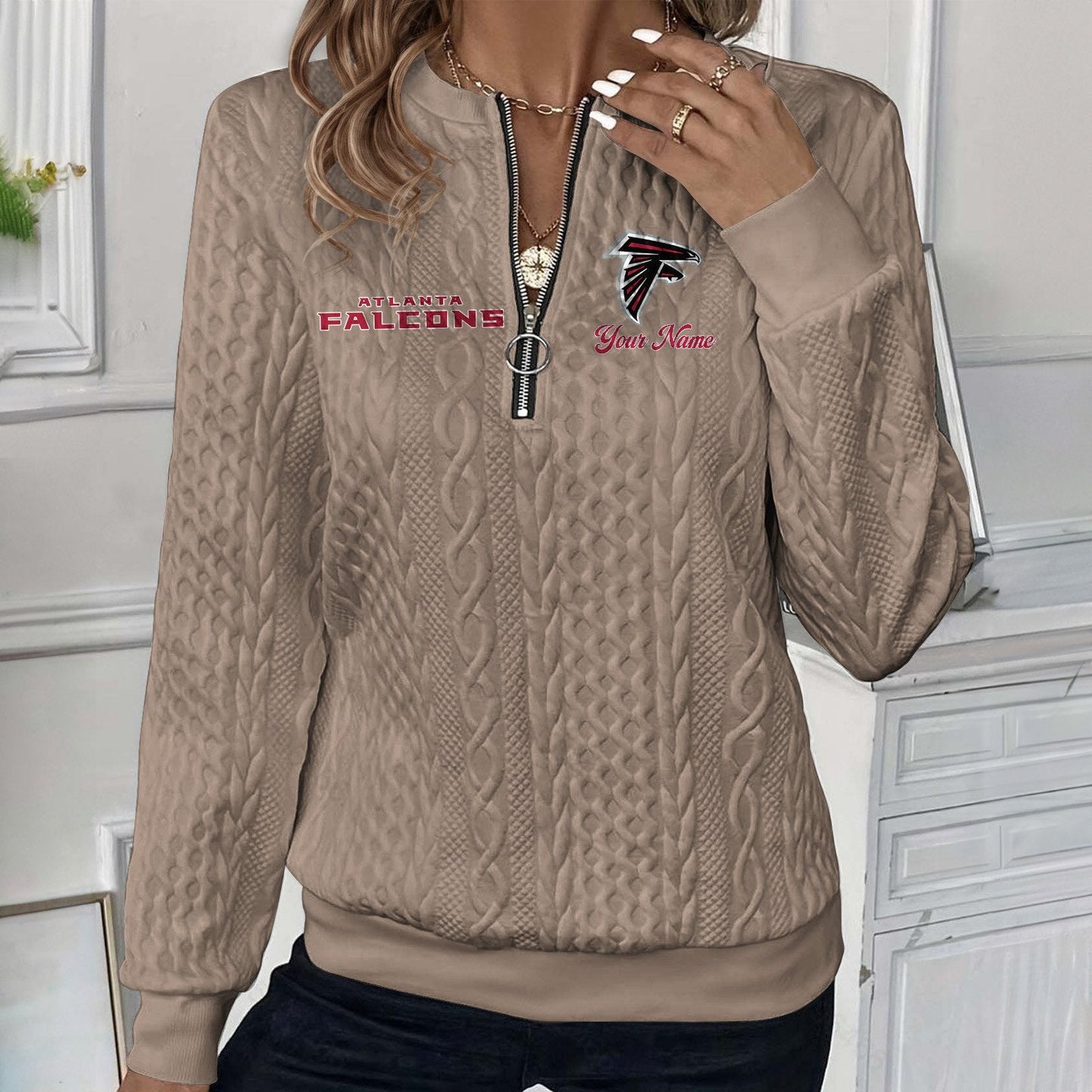ATL x NFL Women's Quilted Zip-UP Sweatshirt DatND DVT