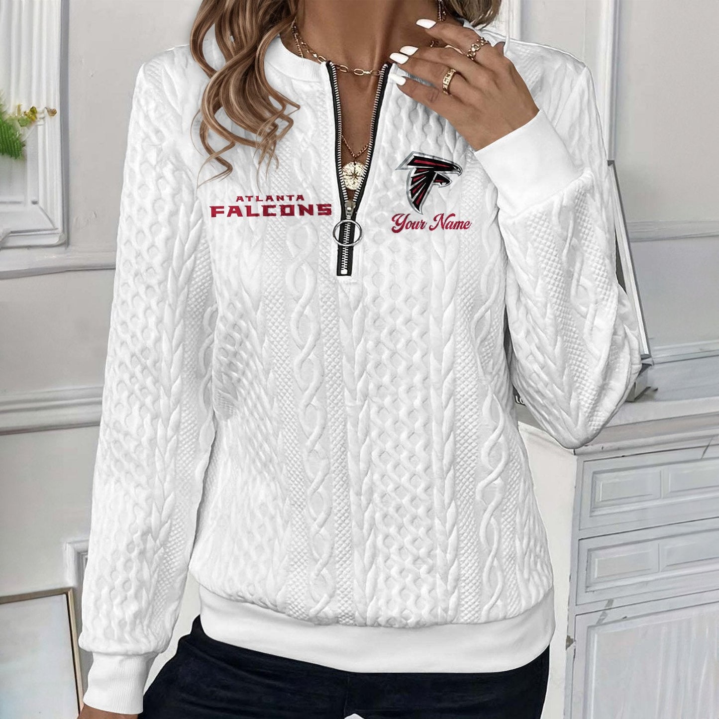 ATL x NFL Women's Quilted Zip-UP Sweatshirt DatND DVT