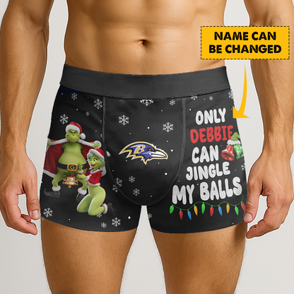 BAL x NFL Funny Grinch Men Boxers Personalized Any Name DatND DVT