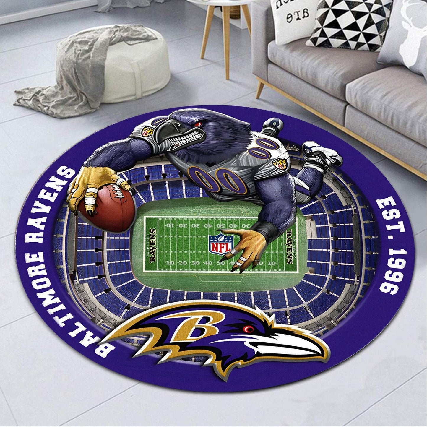 BAL x NFL Luxury 3D Round Rug DatND DVT