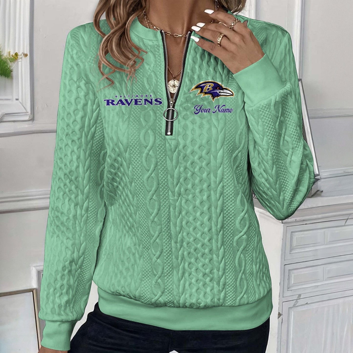 BAL x NFL Women's Quilted Zip-UP Sweatshirt DatND DVT
