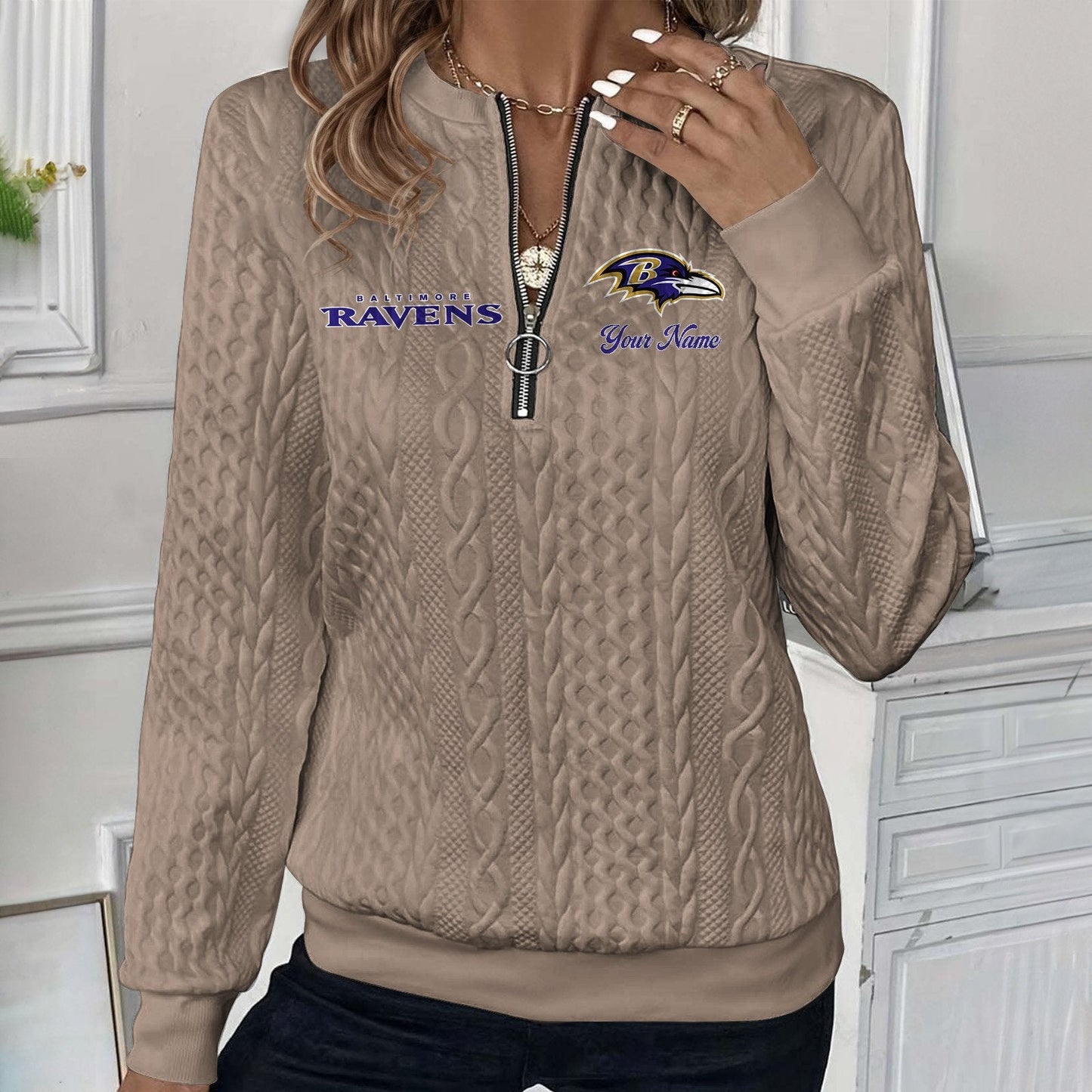 BAL x NFL Women's Quilted Zip-UP Sweatshirt DatND DVT