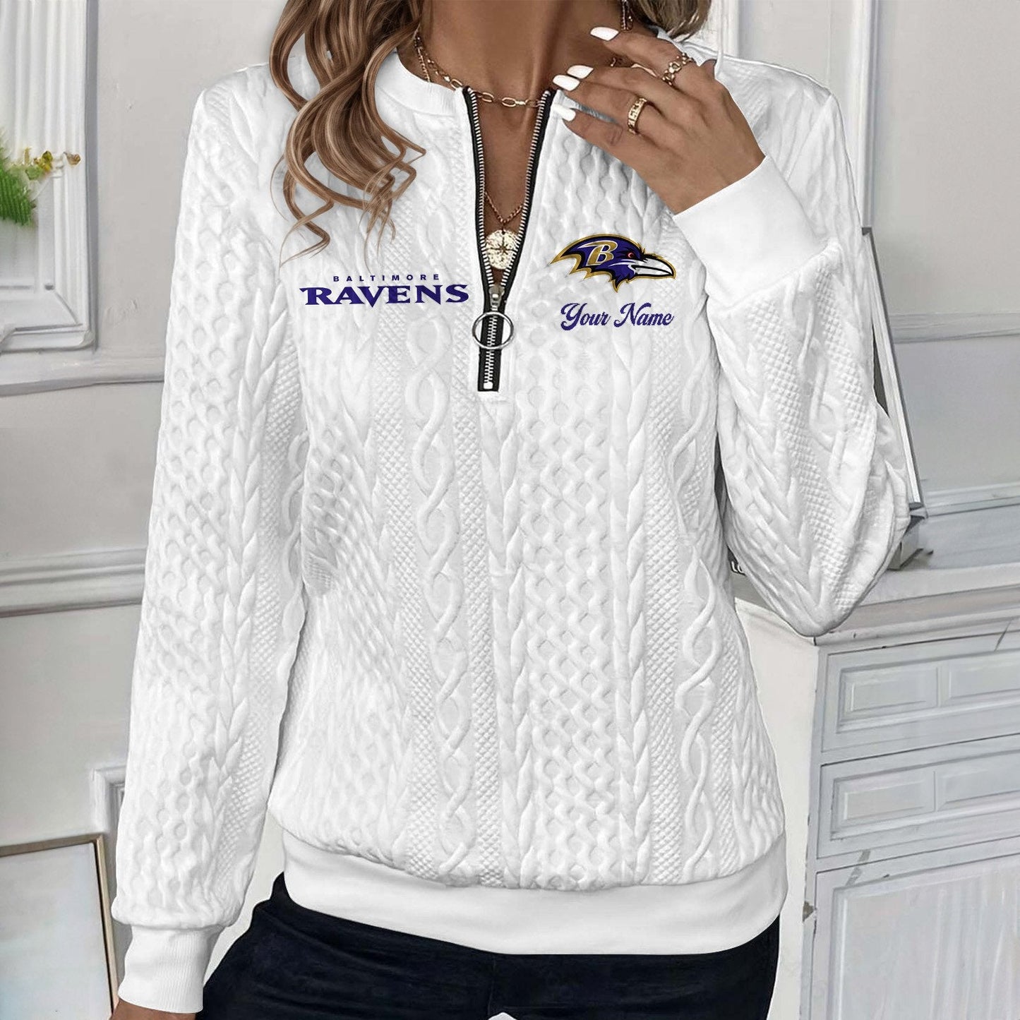 BAL x NFL Women's Quilted Zip-UP Sweatshirt DatND DVT