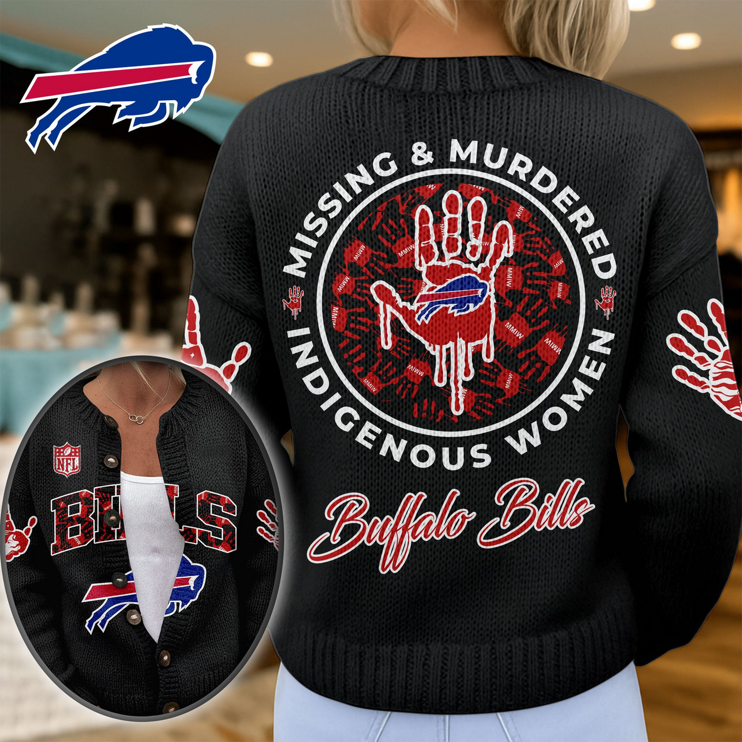 BB Premium NFL Cozy Knit Cardigan DDT NTL