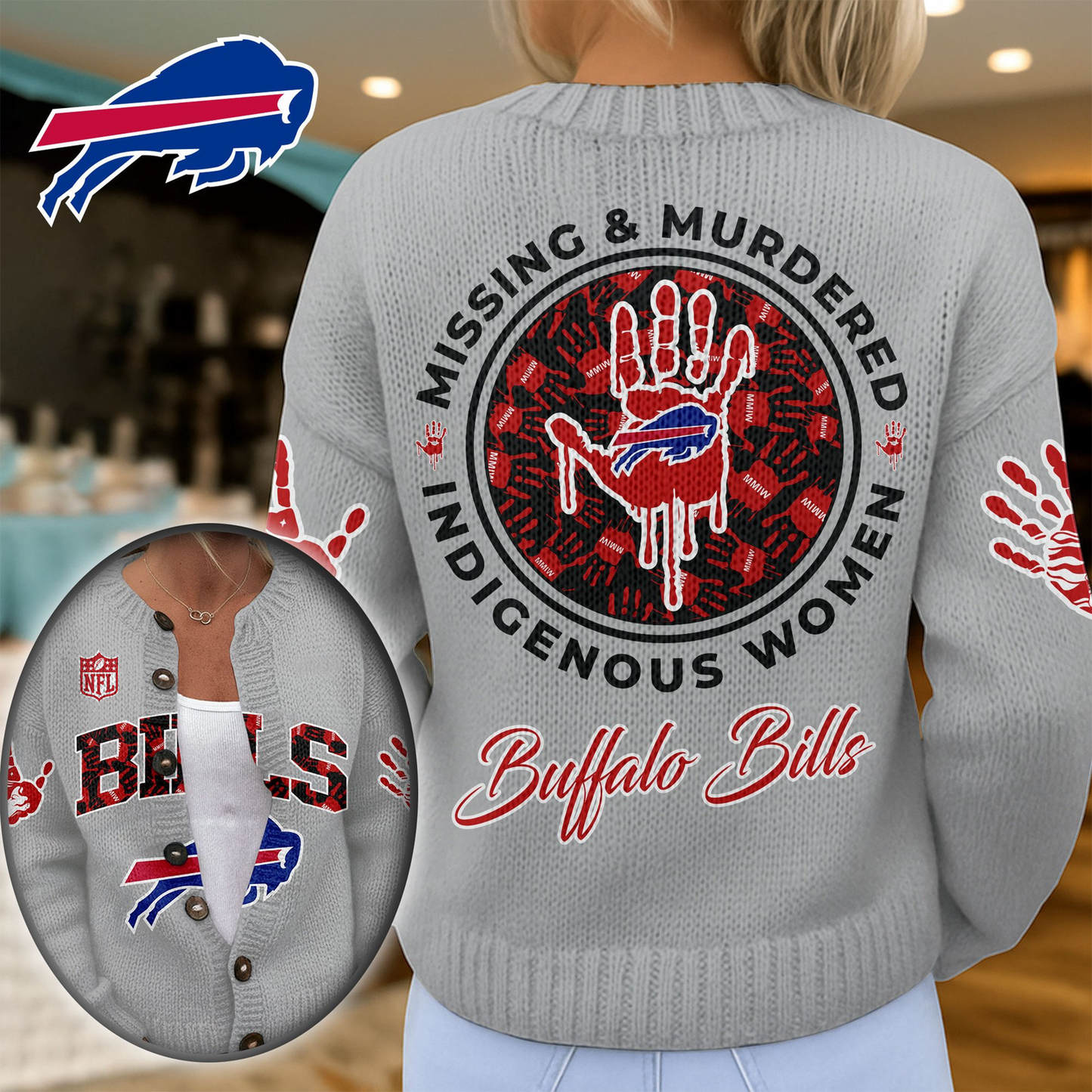 BB Premium NFL Cozy Knit Cardigan DDT NTL