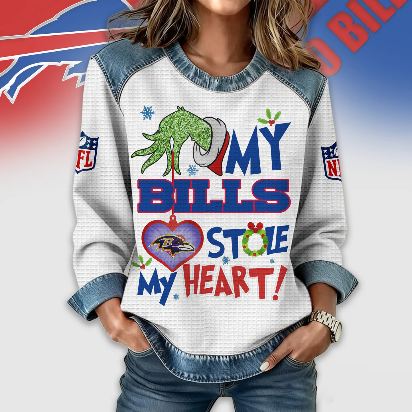 BB Premium NFL Grinch Womenƒ??s Casual Sweatshirt DDT 081125 NTL