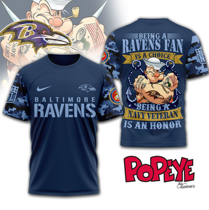 BR Premium NFL Navy Veteran Popeye 3D Shirt DDT CTND