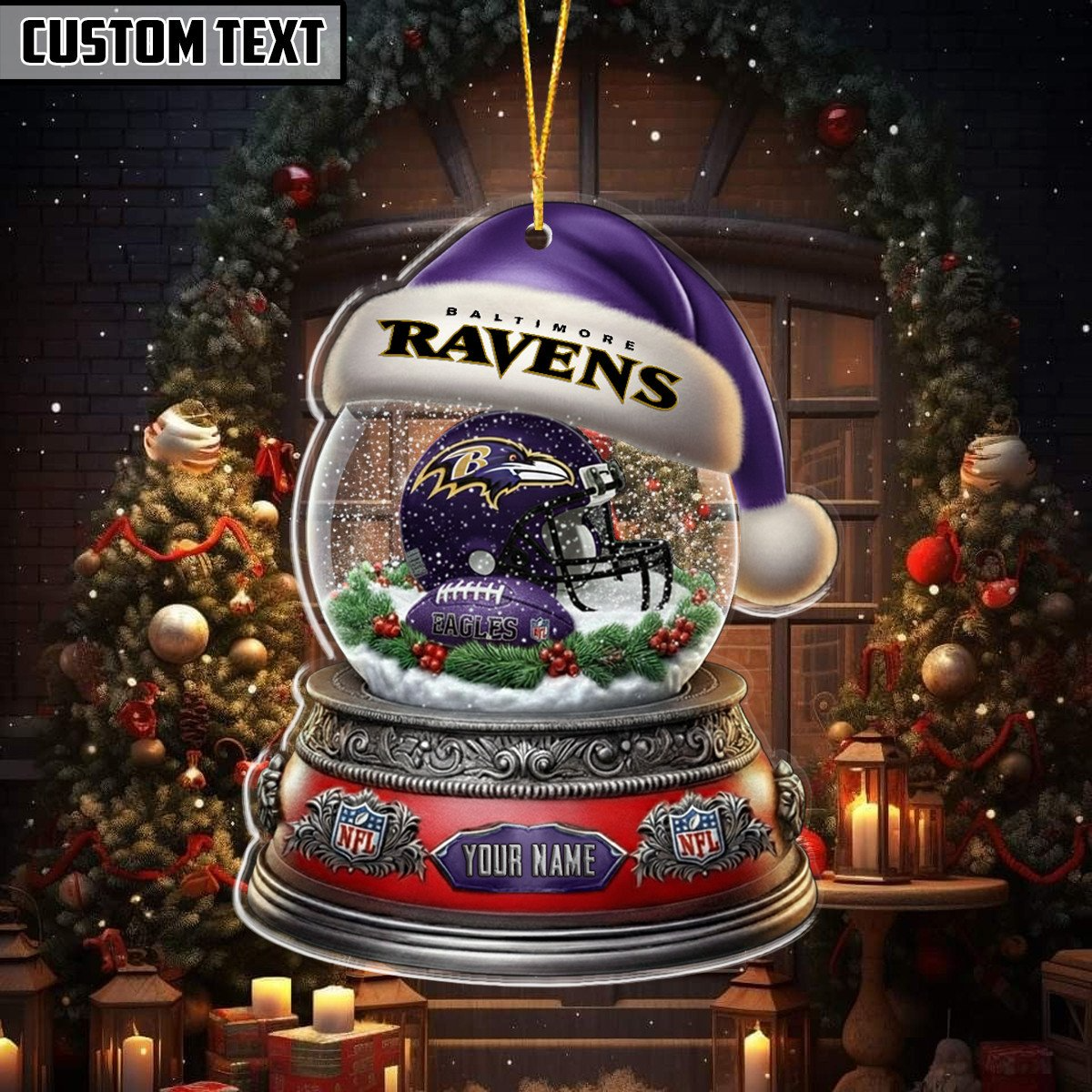 NFL Glass Snow Ball Helmet Football Ornament DDT CTND