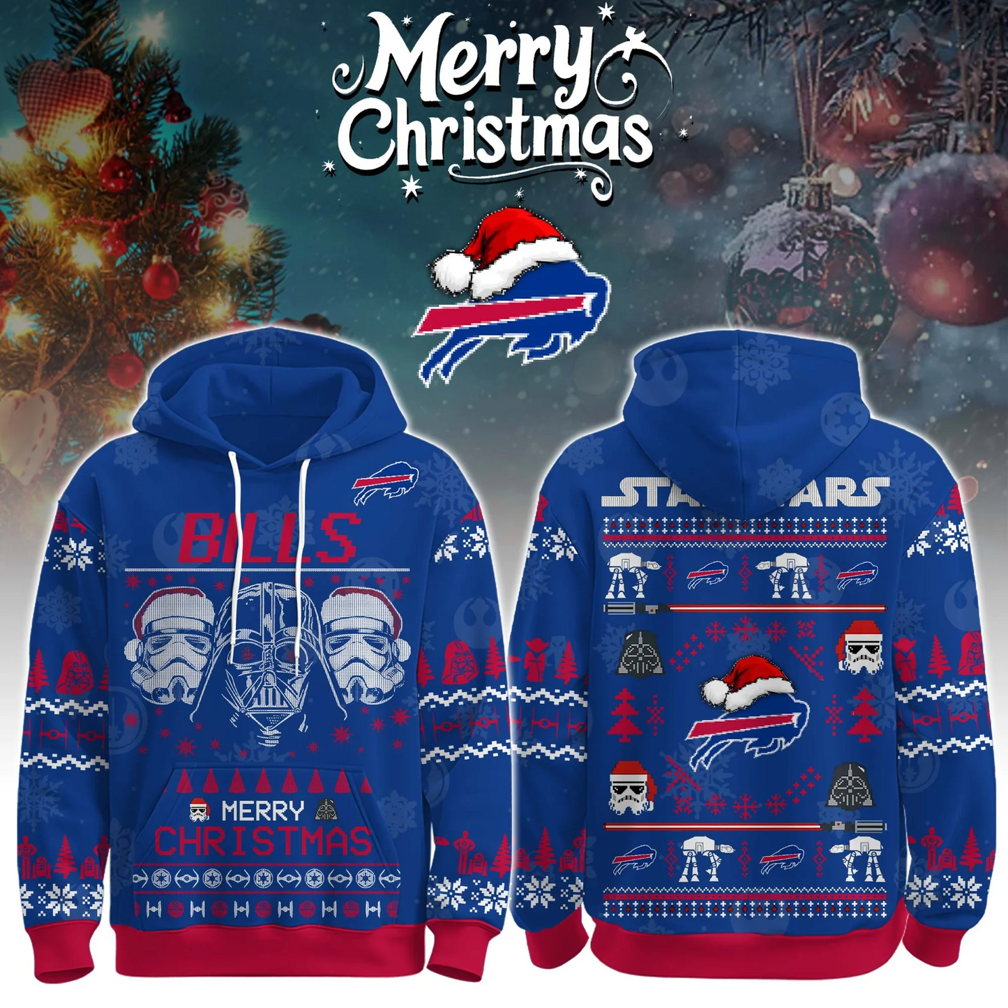 BUF x NFL Unisex Merry Christmas The Force Edition Hoodie DATND TANTD