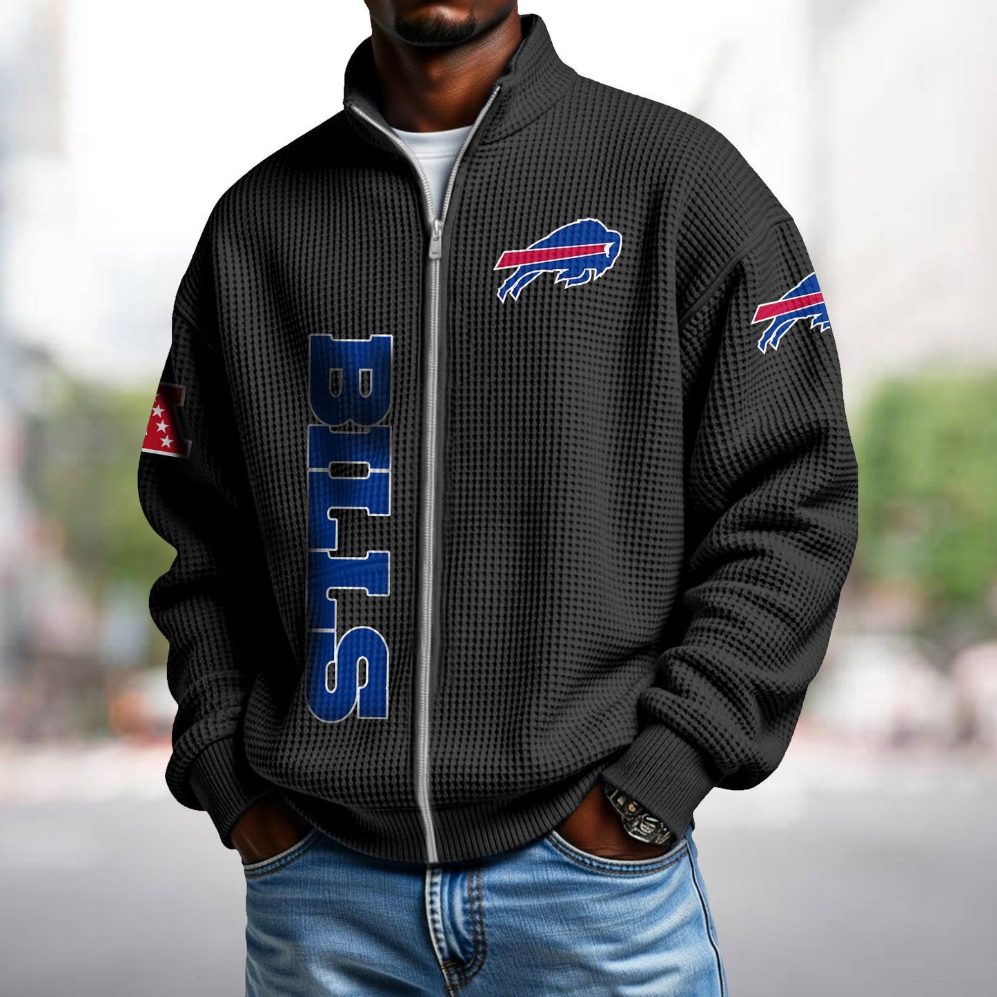 BUF x NFL Waffle Zip-Up Sweatshirt DATND TANTD