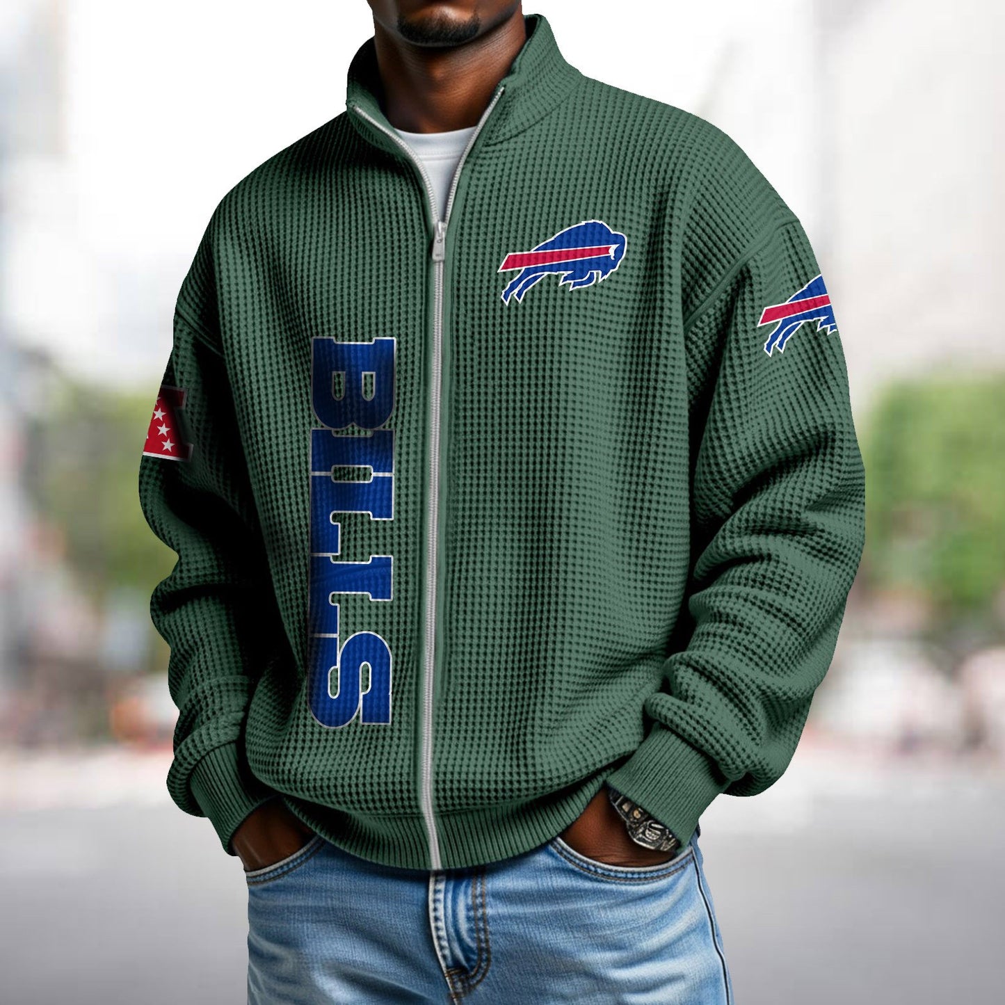 BUF x NFL Waffle Zip-Up Sweatshirt DATND TANTD