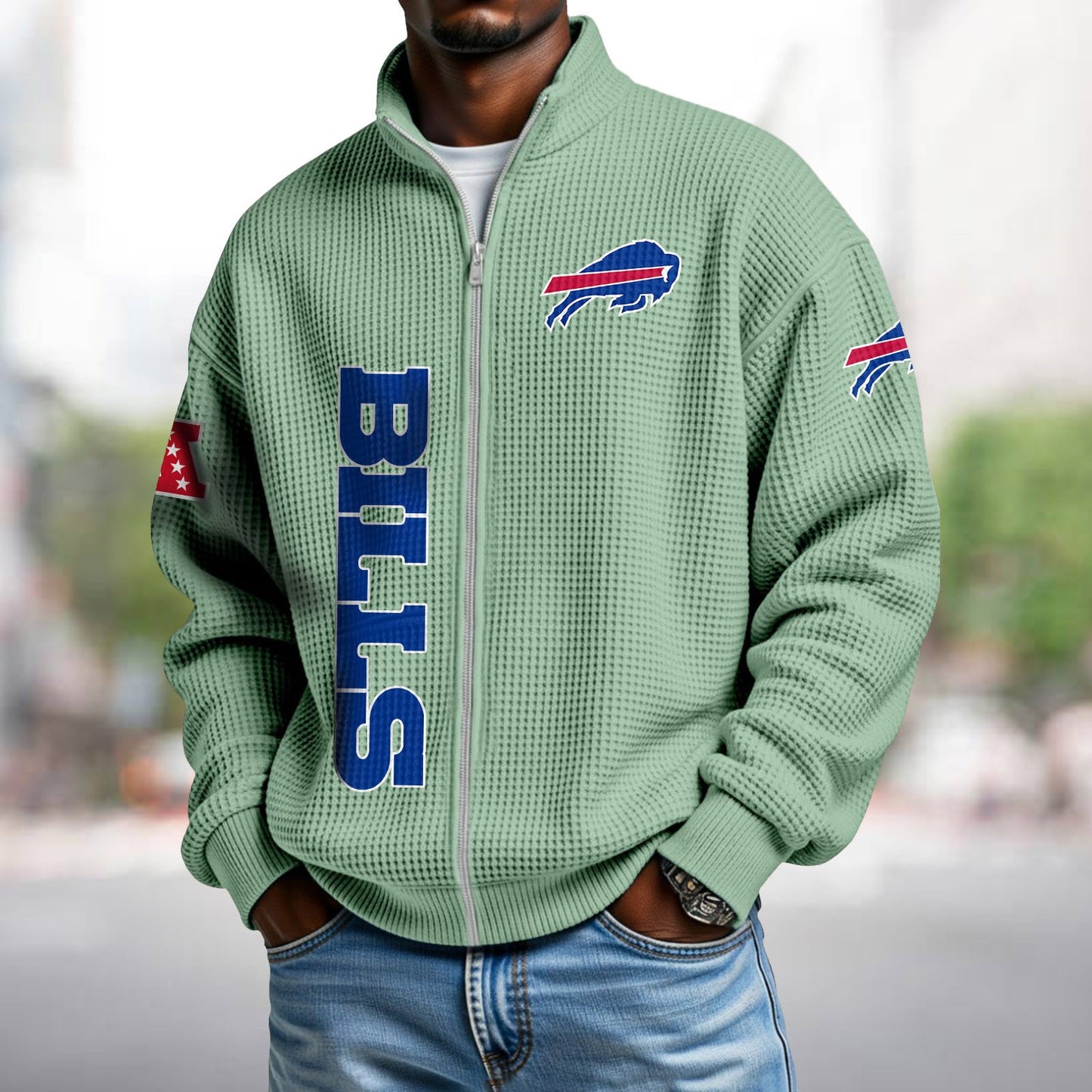 BUF x NFL Waffle Zip-Up Sweatshirt DATND TANTD