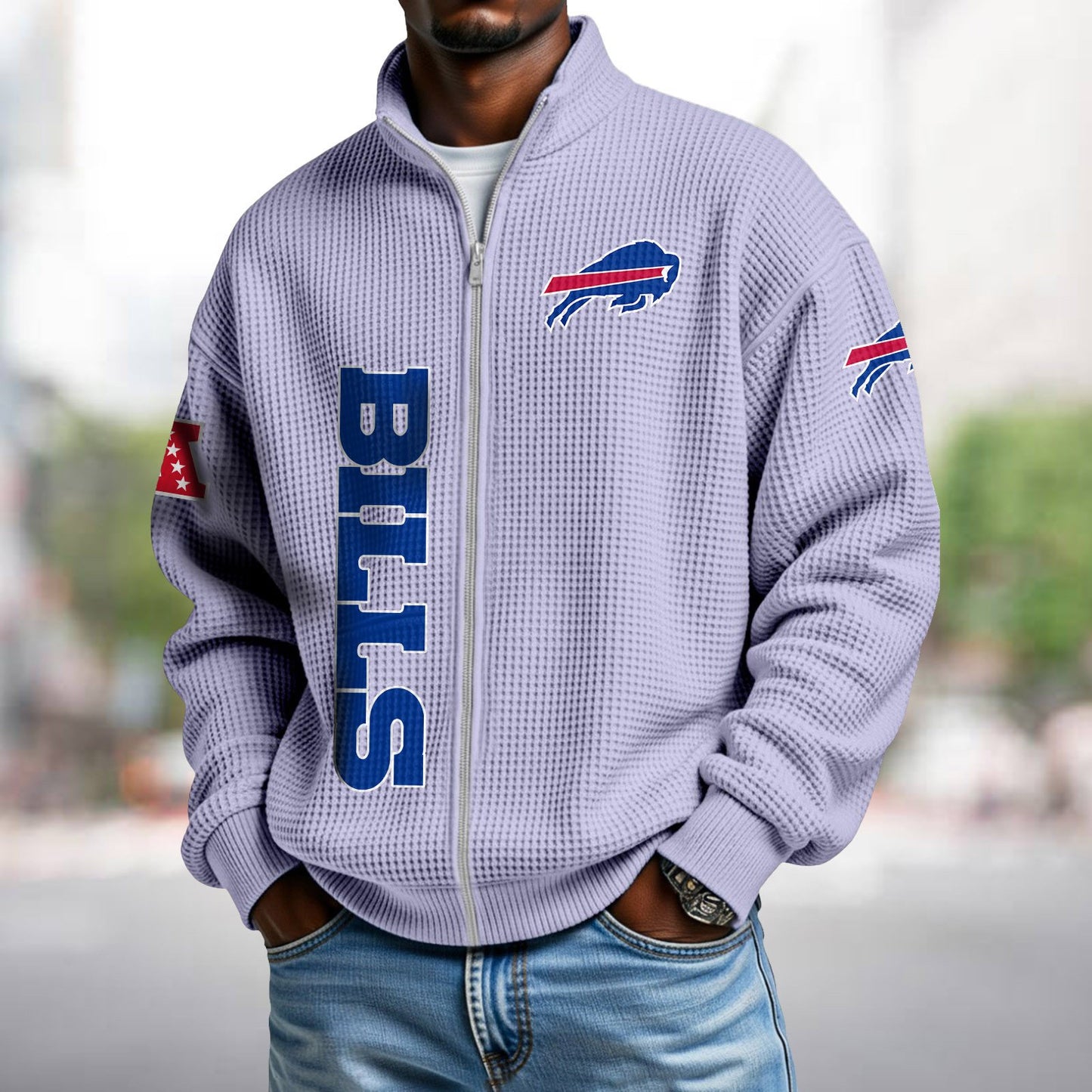 BUF x NFL Waffle Zip-Up Sweatshirt DATND TANTD