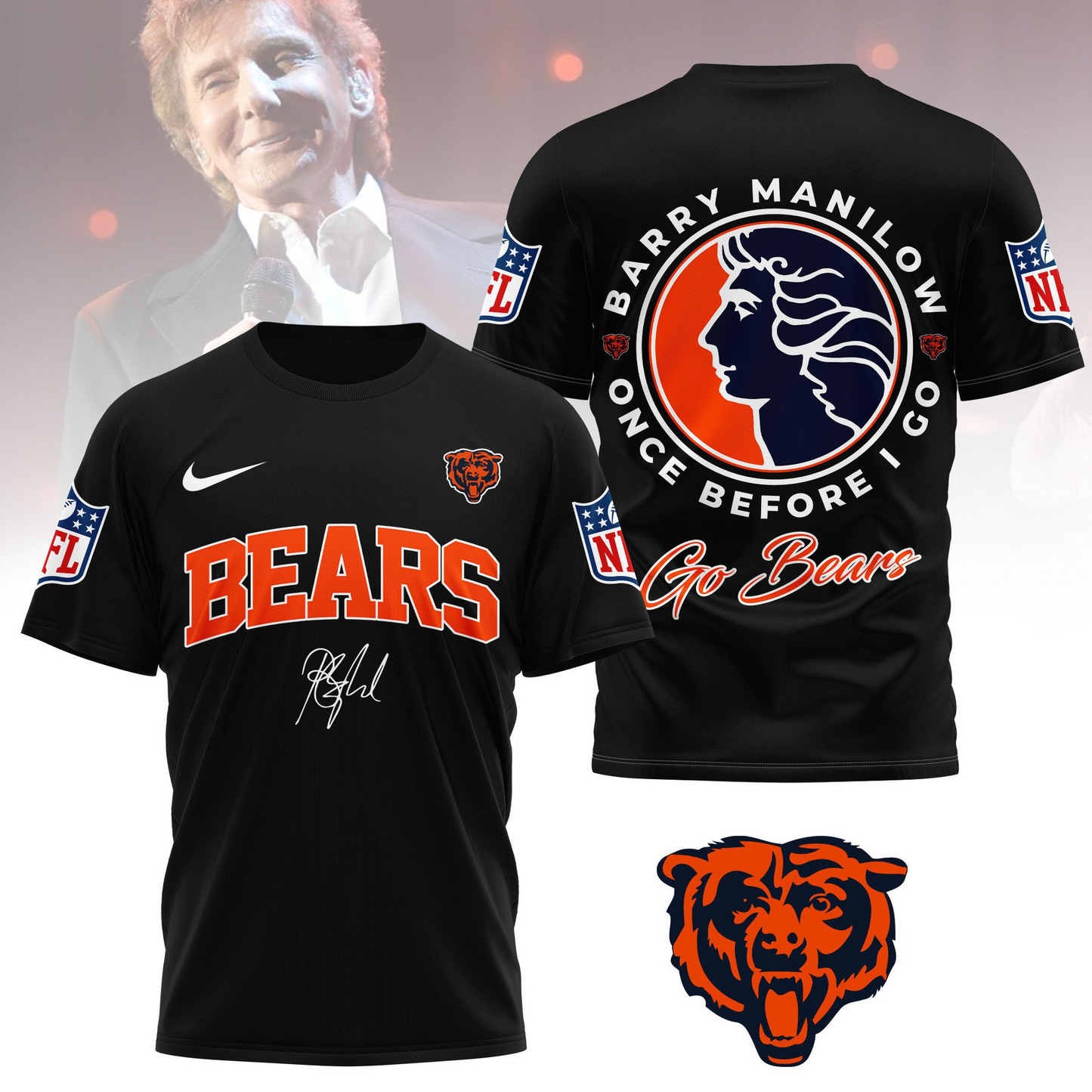 CHI Premium NFL Barry Manilow Fan Shirt DDT CTND