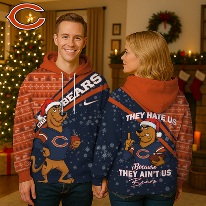 CHI Premium NFL Funny Christmas Scooby Doo 3D Hoodie DDT CTND
