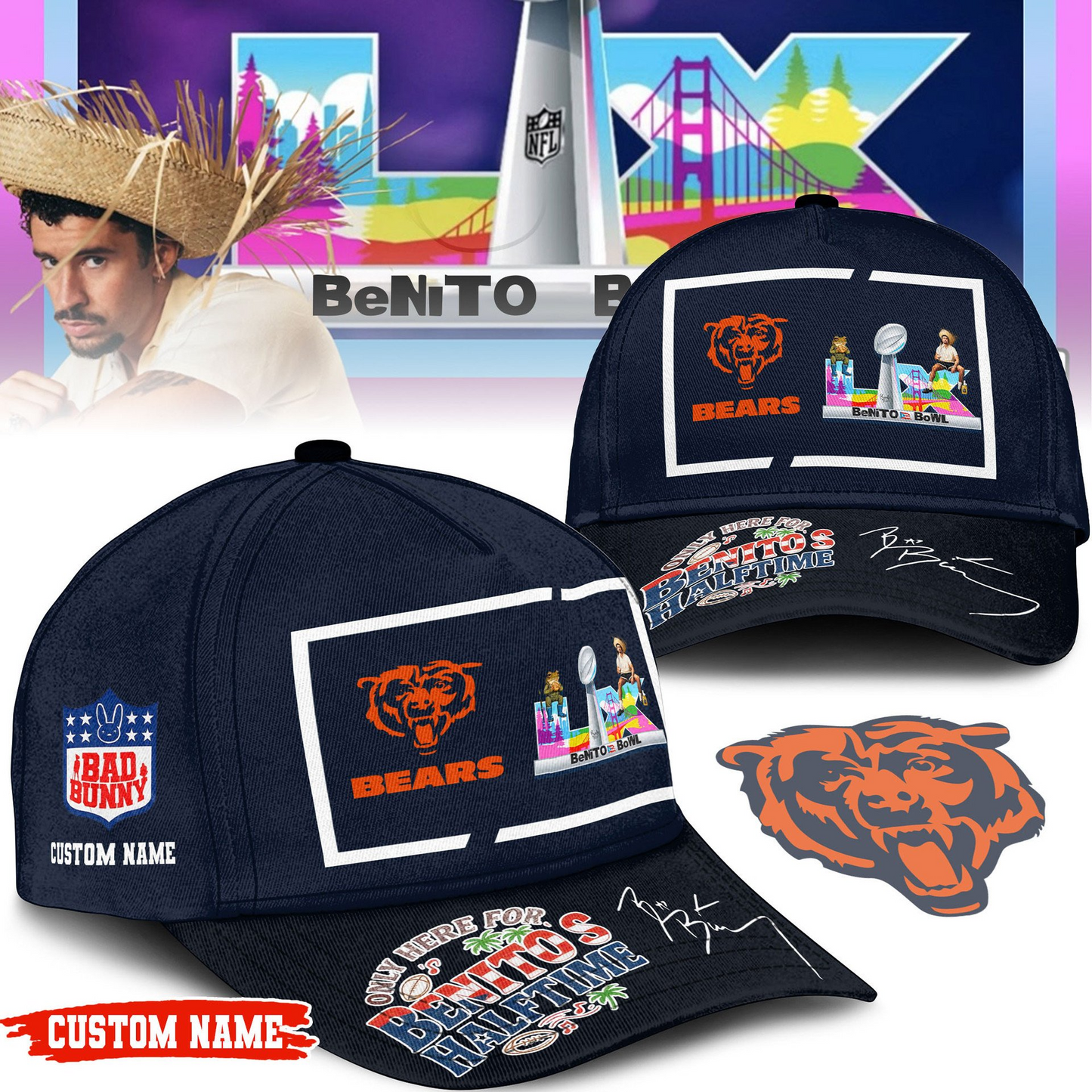 CHI Premium NFL Only Here For Benitos Halftime Cap DDT HLPHUONG