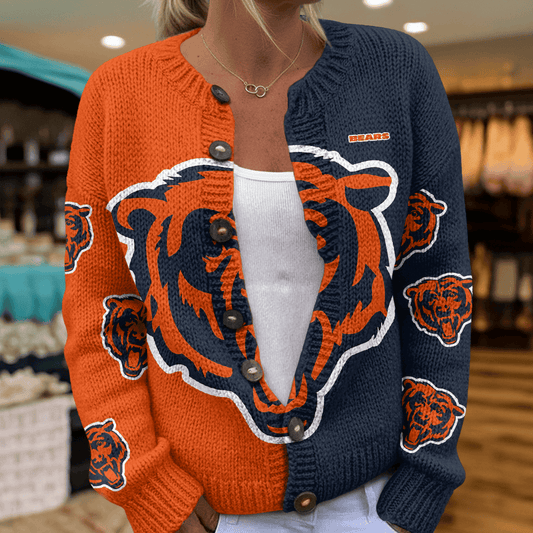 CHI x NFL Cardigan Sweatshirt With Button v1  DatND DVT