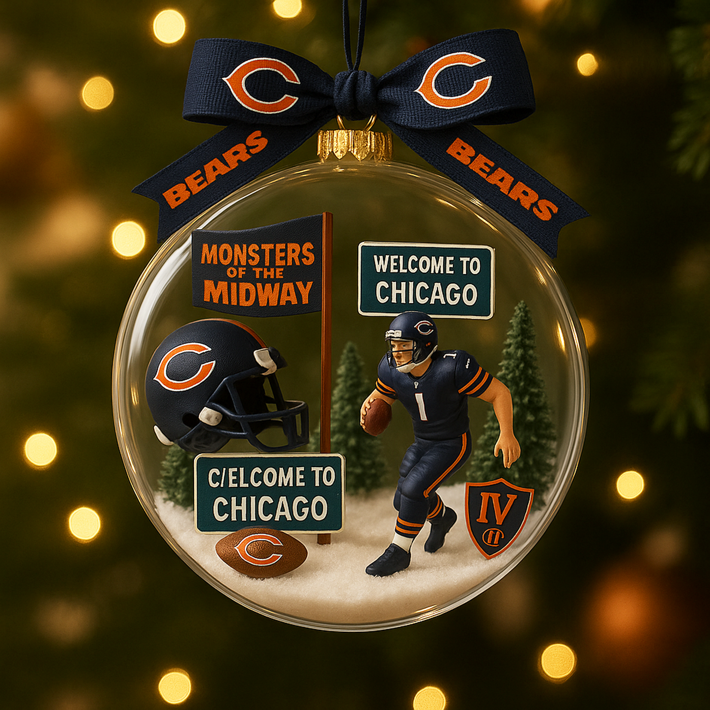 CHI x NFL Commemorative Christmas Ornament DatND DVT