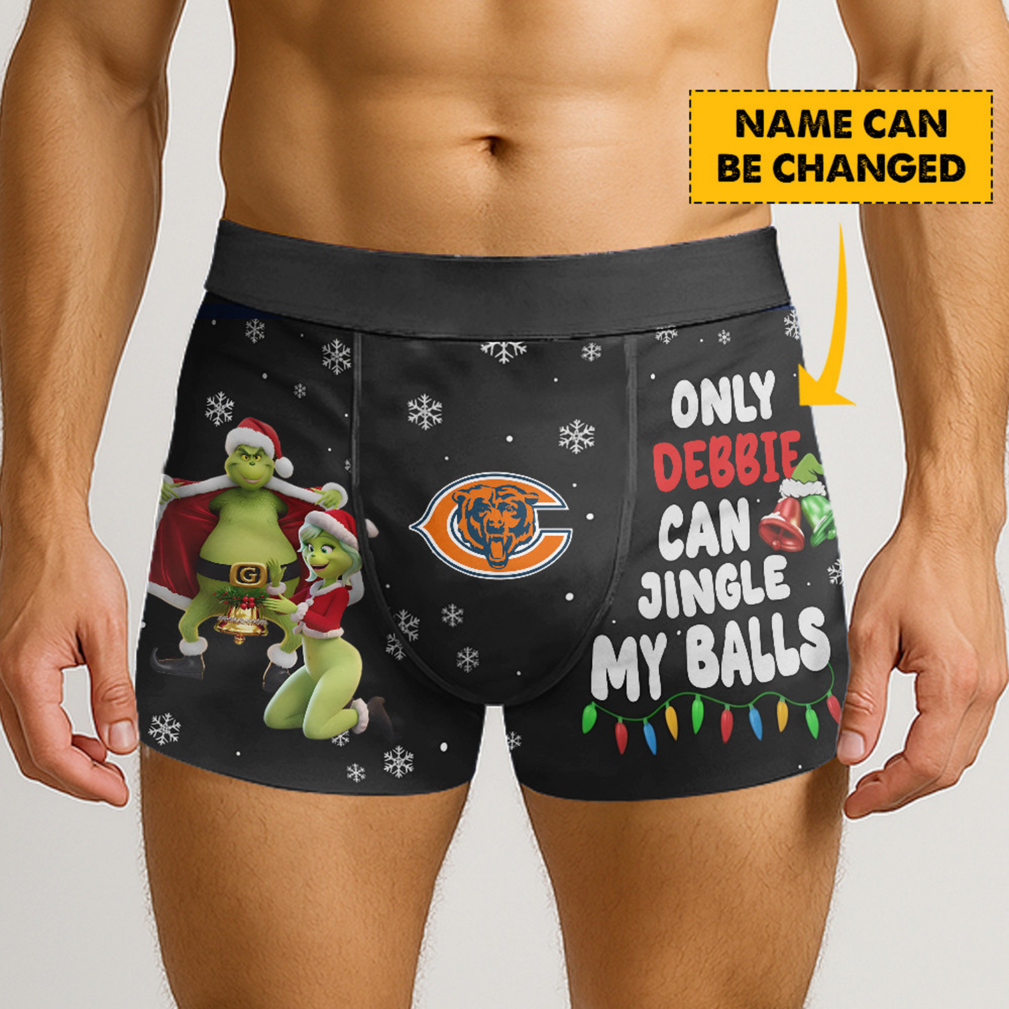 CHI x NFL Funny Grinch Men Boxers Personalized Any Name DatND DVT