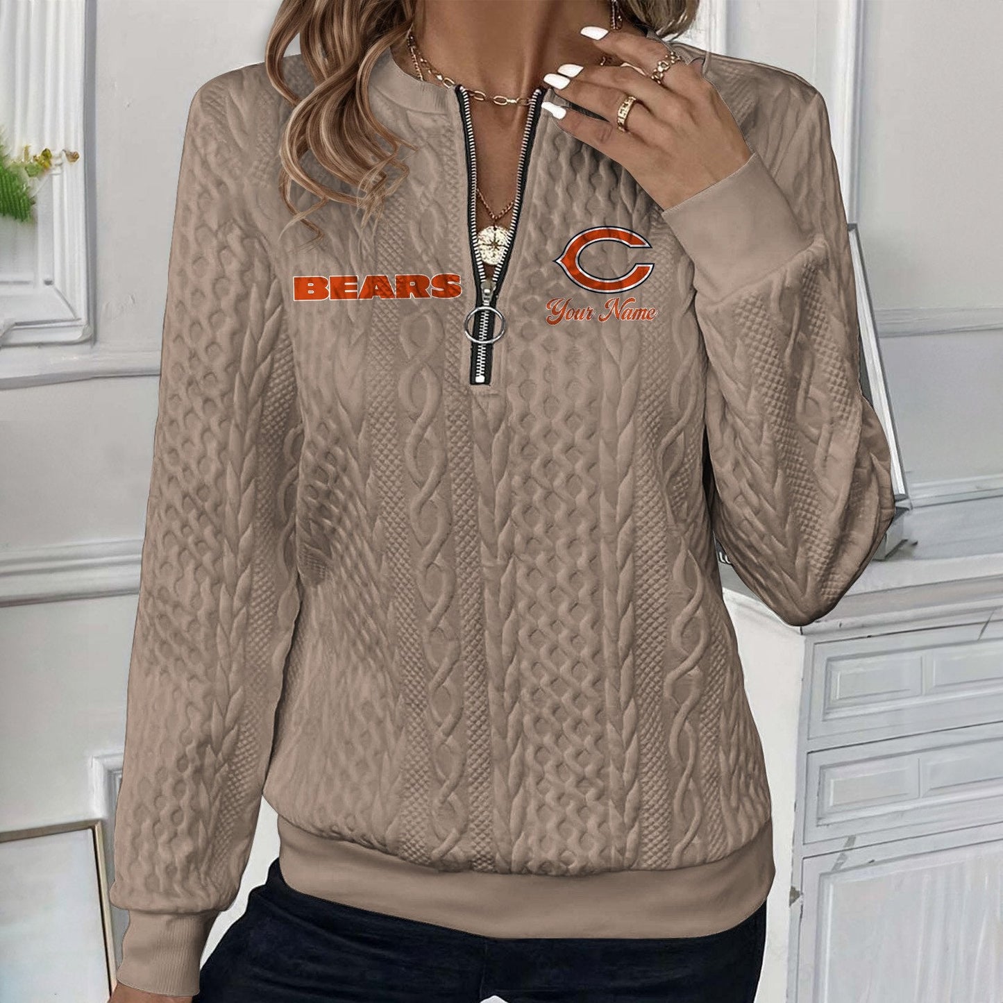 CHI x NFL Women's Quilted Zip-UP Sweatshirt DatND DVT