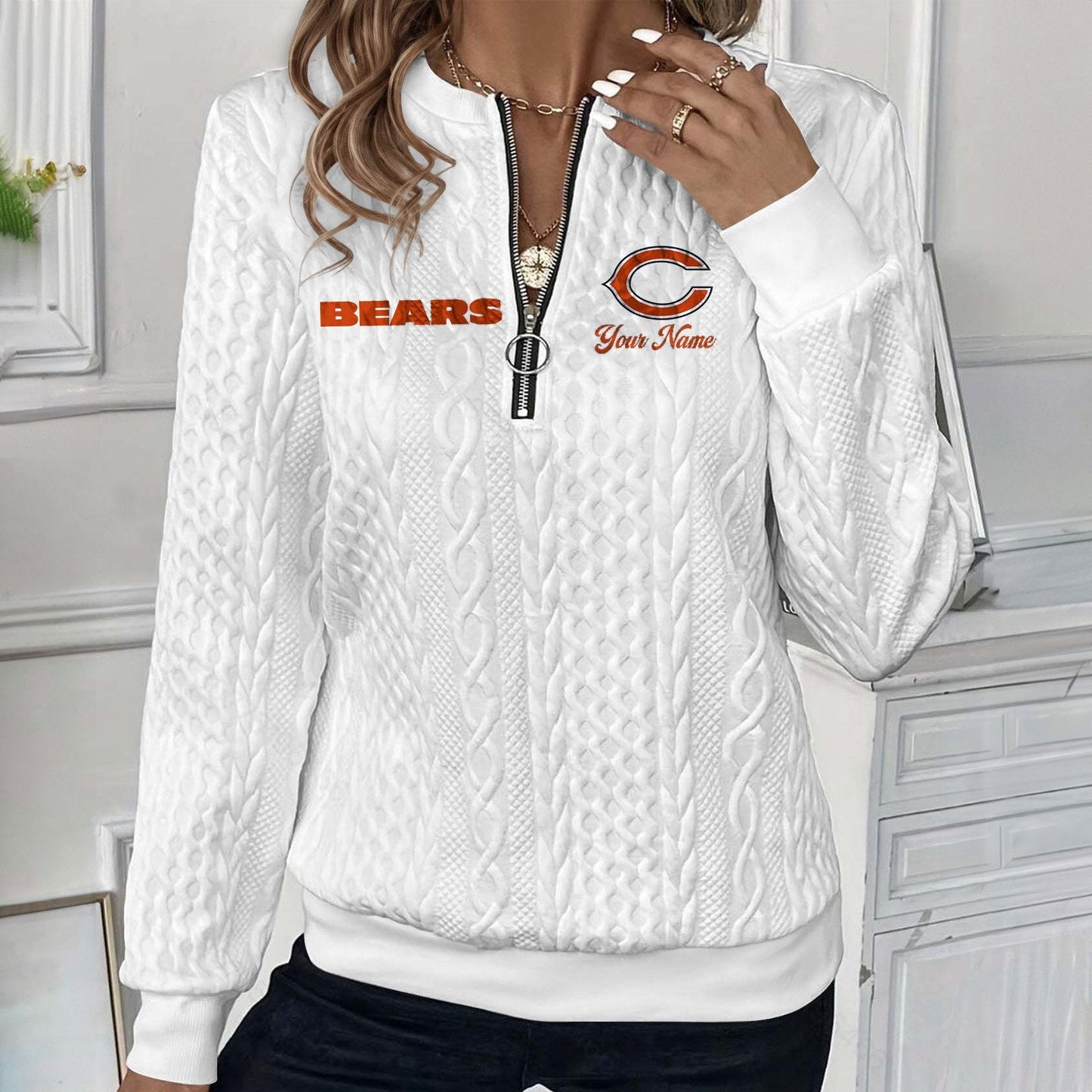 CHI x NFL Women's Quilted Zip-UP Sweatshirt DatND DVT
