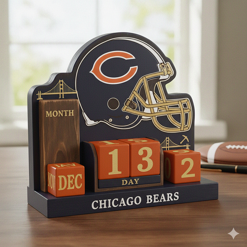 NFL Football Team Perpetural Wood Block Calendar DDT CTND
