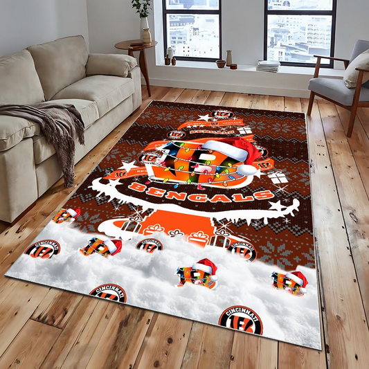 CIN NFL Chrismas Carpet Rug DDT NTL