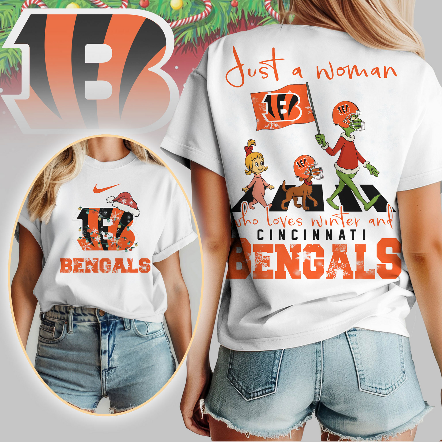 CIN Premium NFL Just A Woman Who Loves Winter 3D Shirt DDT CTND