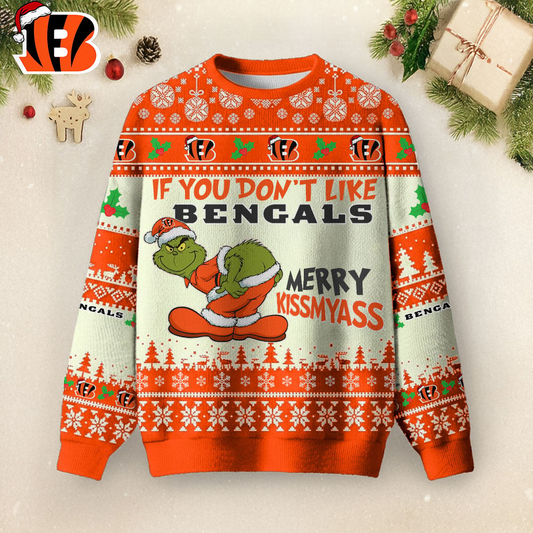 CIN Premium NFL Merry Kissmyass Ugly Sweater DDT CTND