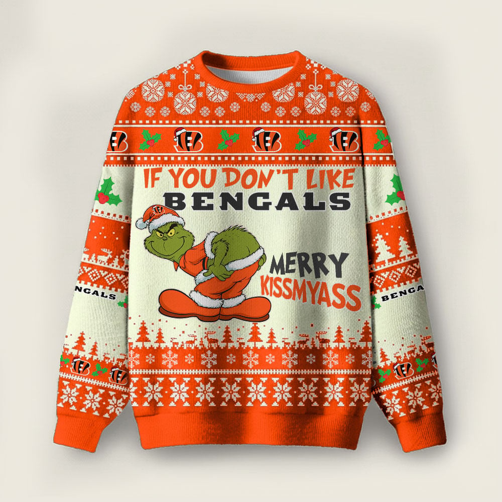 CIN Premium NFL Merry Kissmyass Ugly Sweater DDT CTND