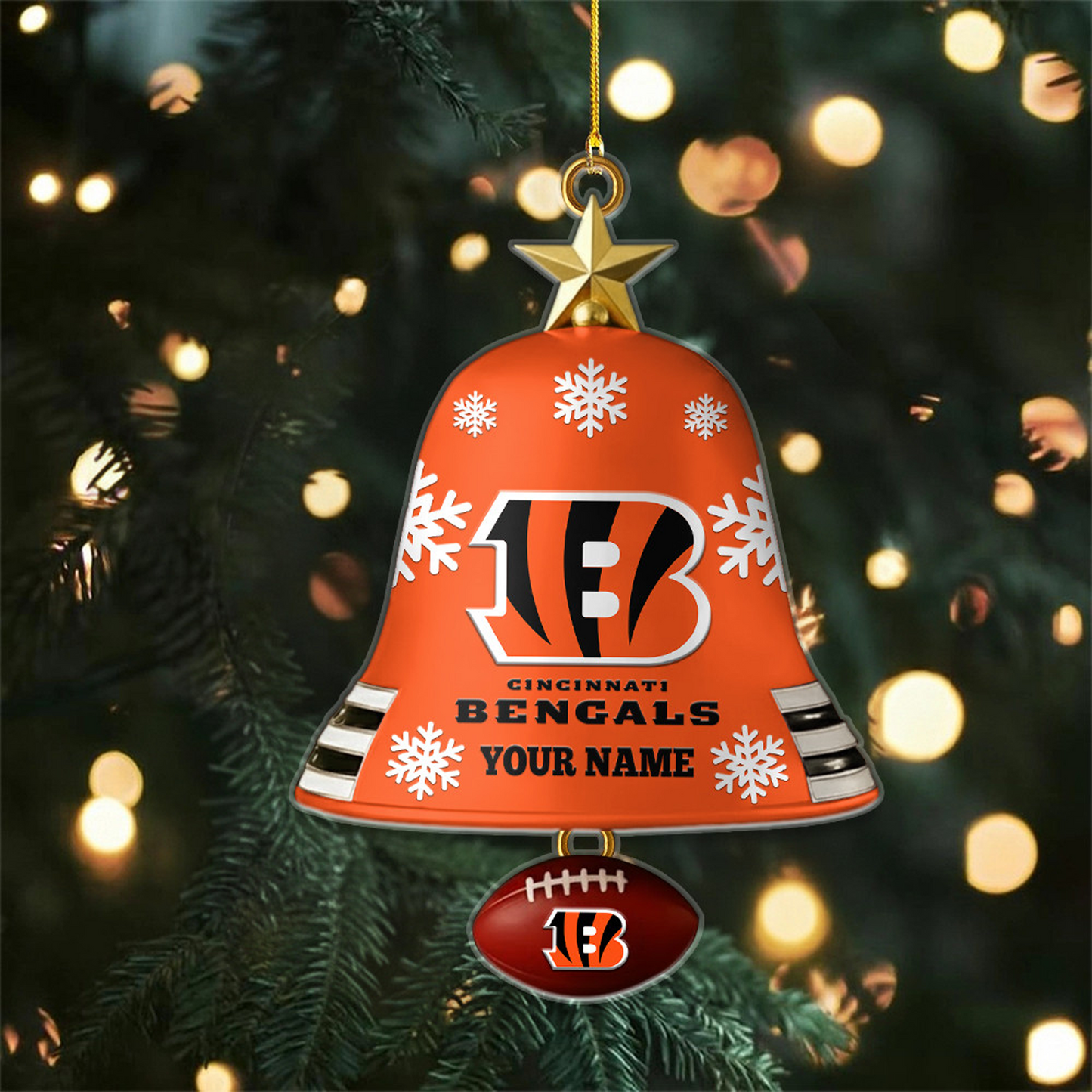 CIN x NFL Christmas Bell Ornament Custom Any Name DatND DVT