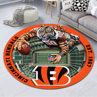 CIN x NFL Luxury 3D Round Rug DatND DVT
