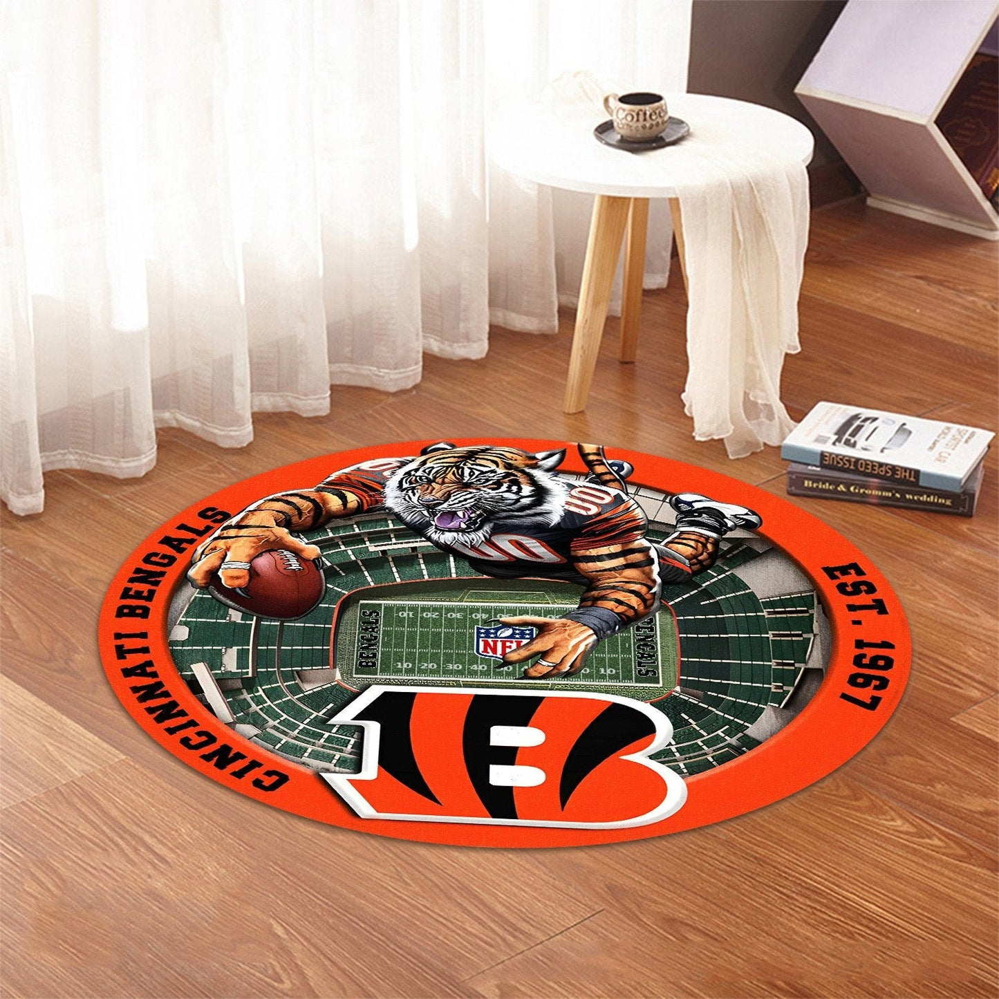 CIN x NFL Luxury 3D Round Rug DatND DVT