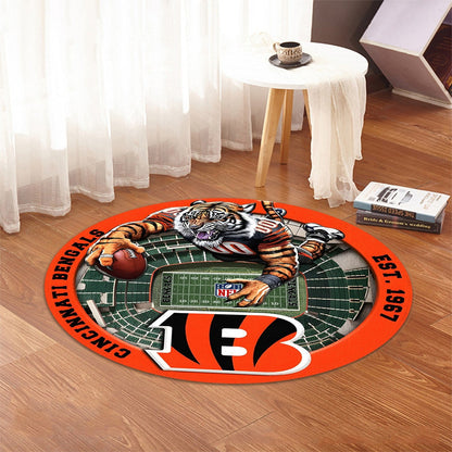CIN x NFL Luxury 3D Round Rug DatND DVT