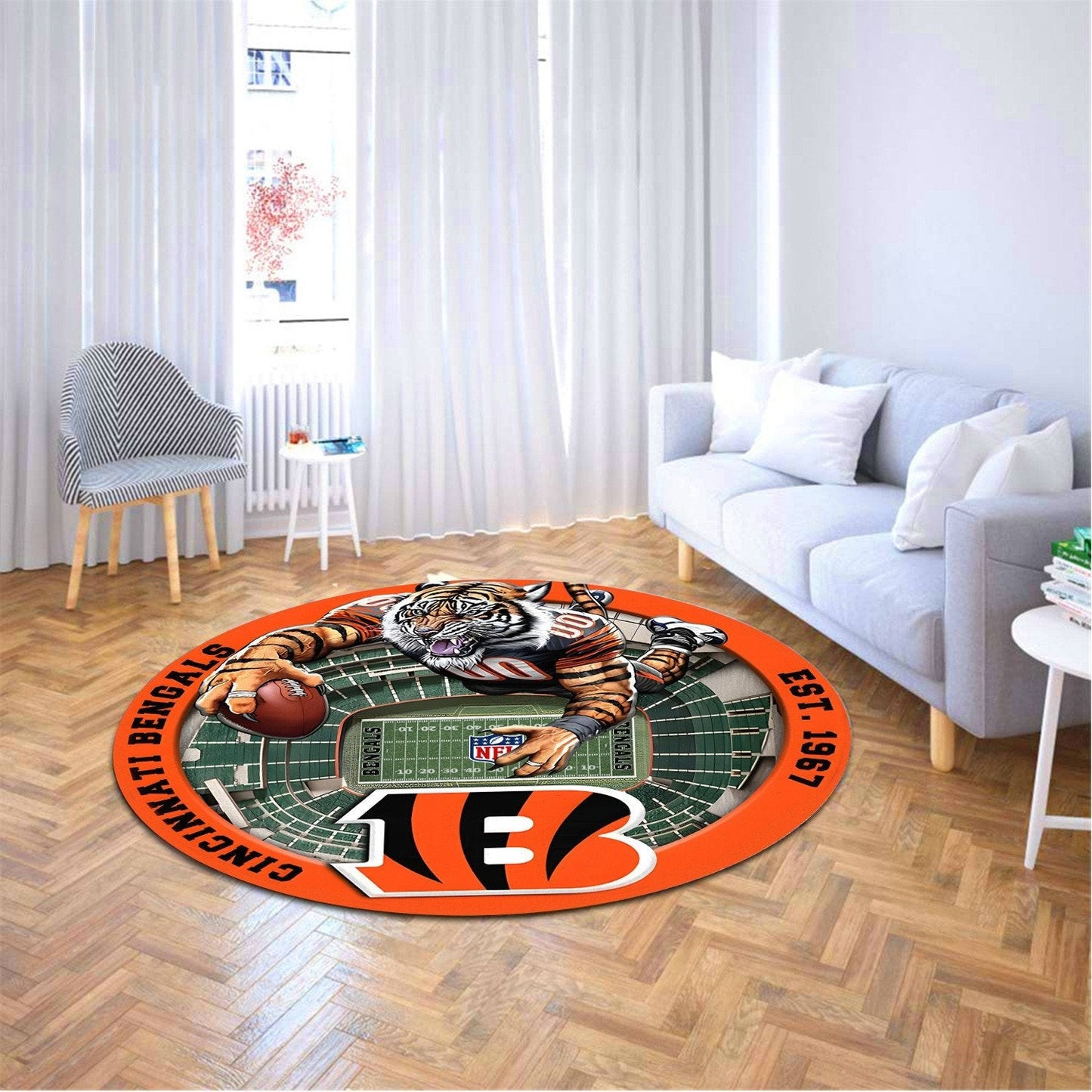 CIN x NFL Luxury 3D Round Rug DatND DVT