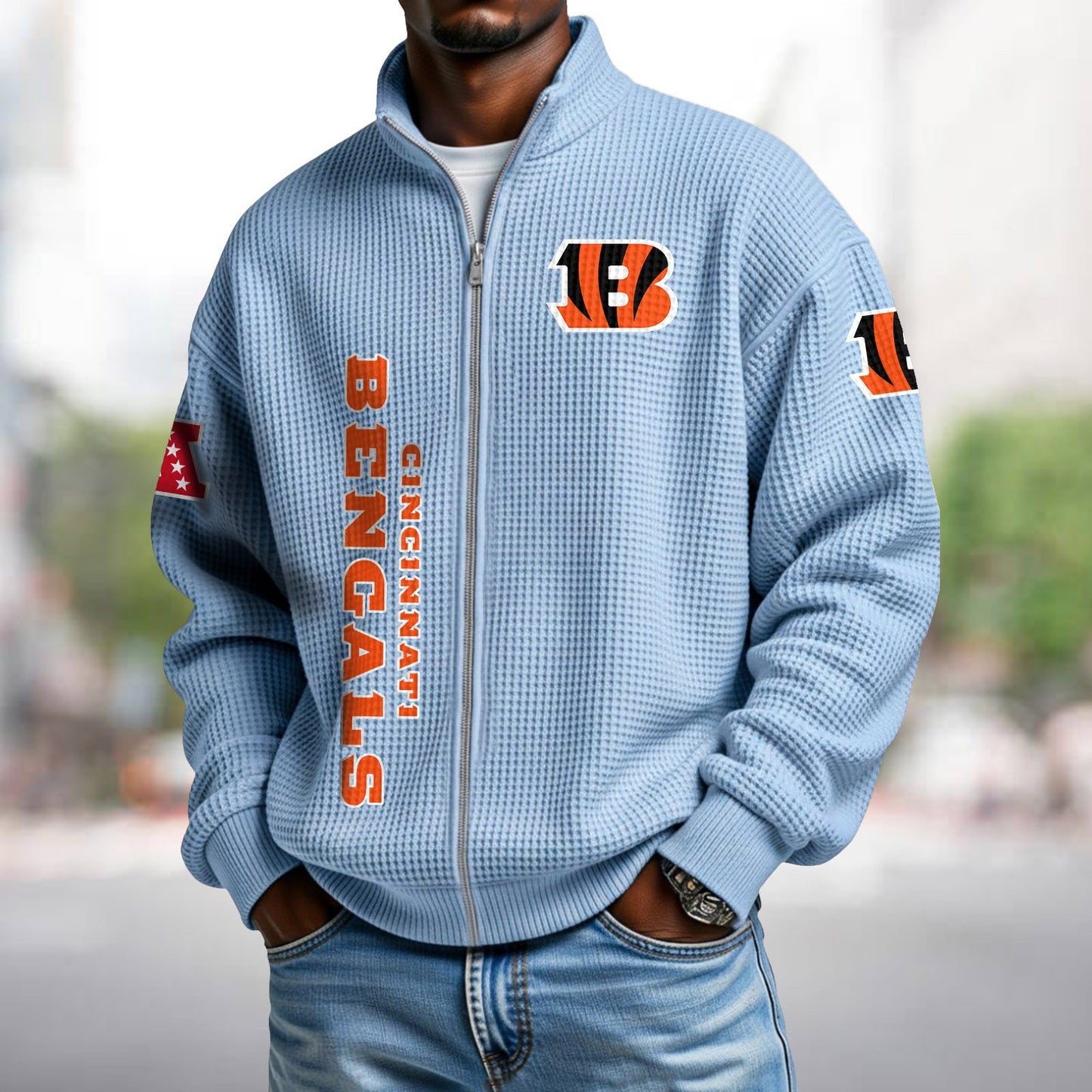 CIN x NFL Waffle Zip-Up Sweatshirt DATND TANTD