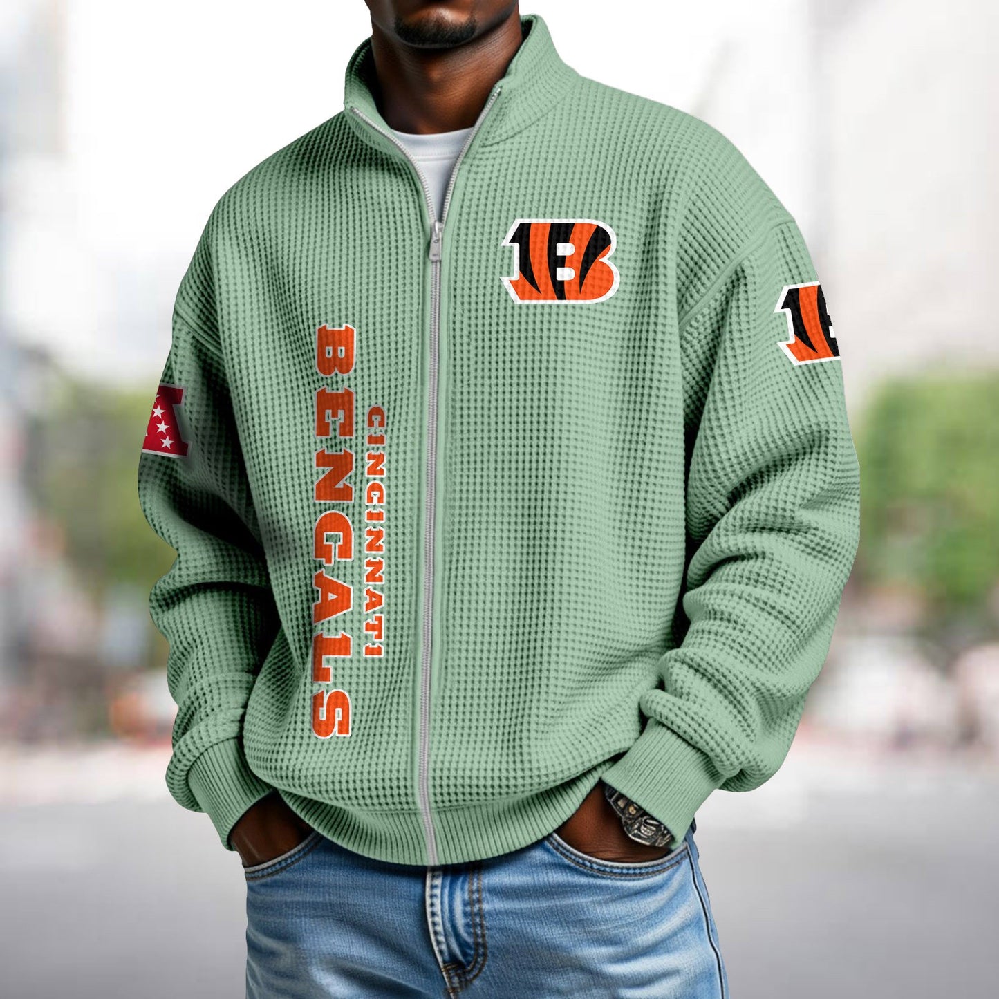 CIN x NFL Waffle Zip-Up Sweatshirt DATND TANTD