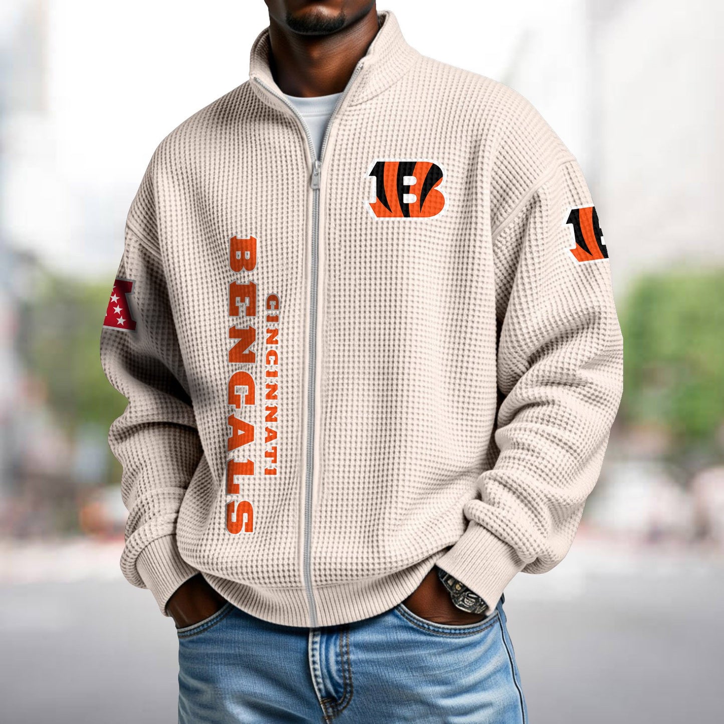 CIN x NFL Waffle Zip-Up Sweatshirt DATND TANTD