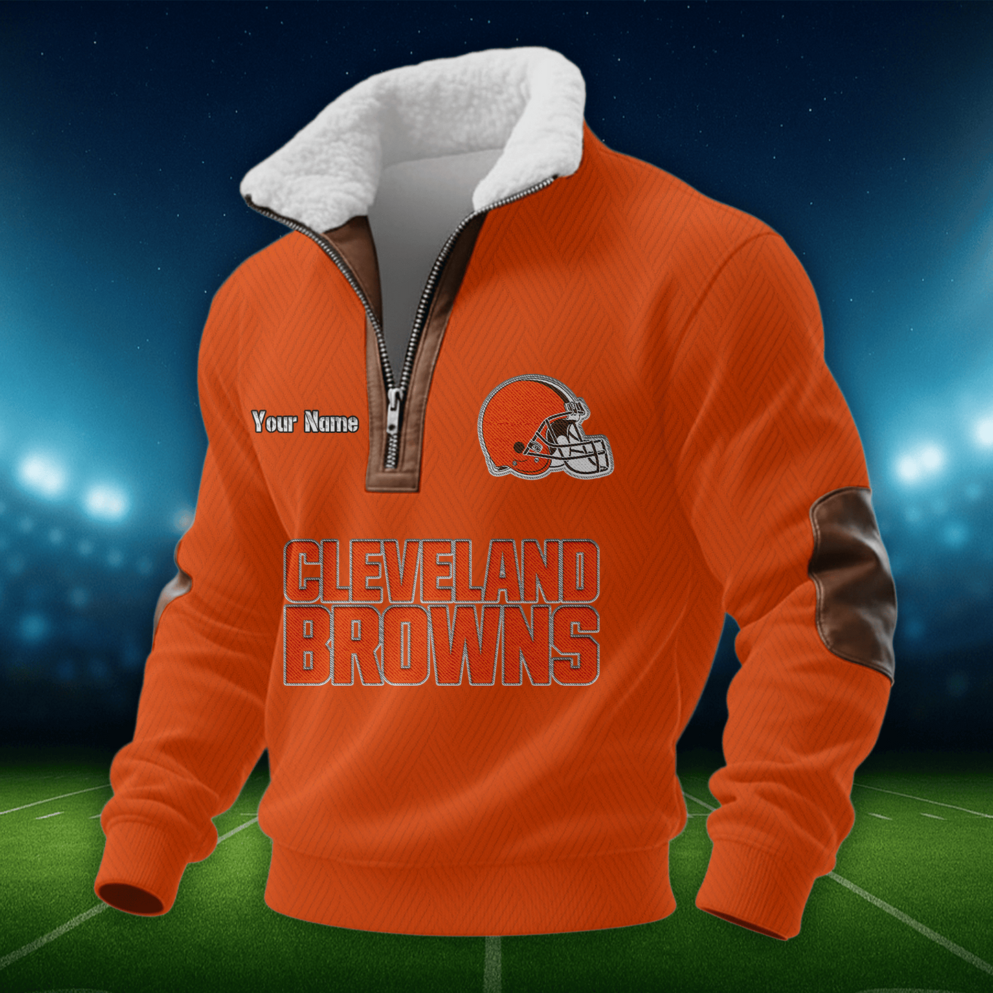 CLE NFL Men Fur Collar Sweatshirt DDT CTND