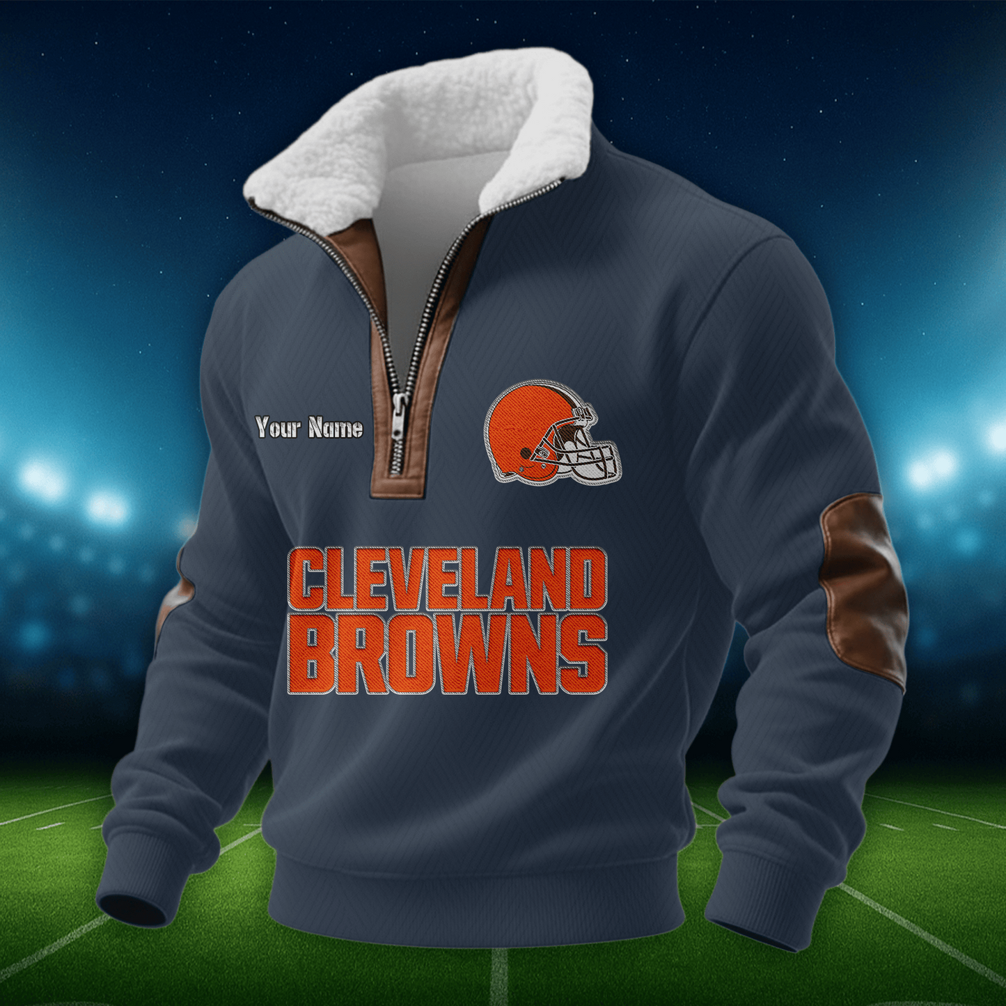 CLE NFL Men Fur Collar Sweatshirt DDT CTND