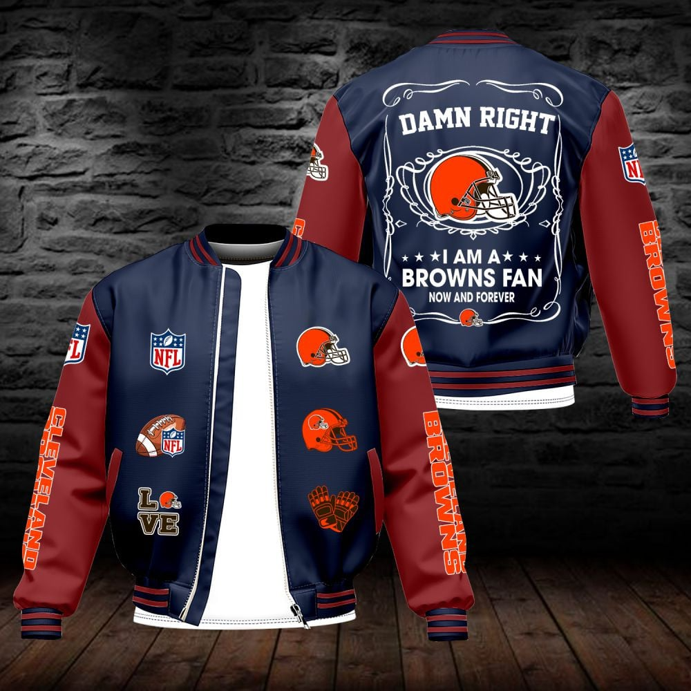 CLE NFL Premium Leather Bomber Jacket DDT HLPHUONG