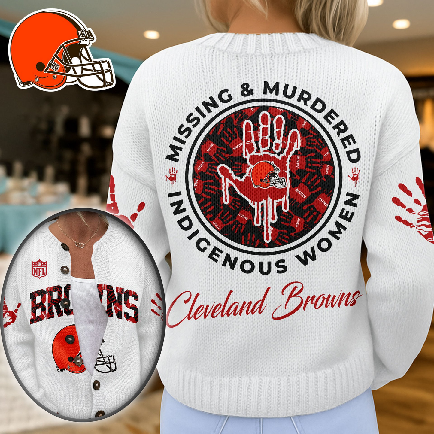 CLE Premium NFL Cozy Knit Cardigan DDT NTL