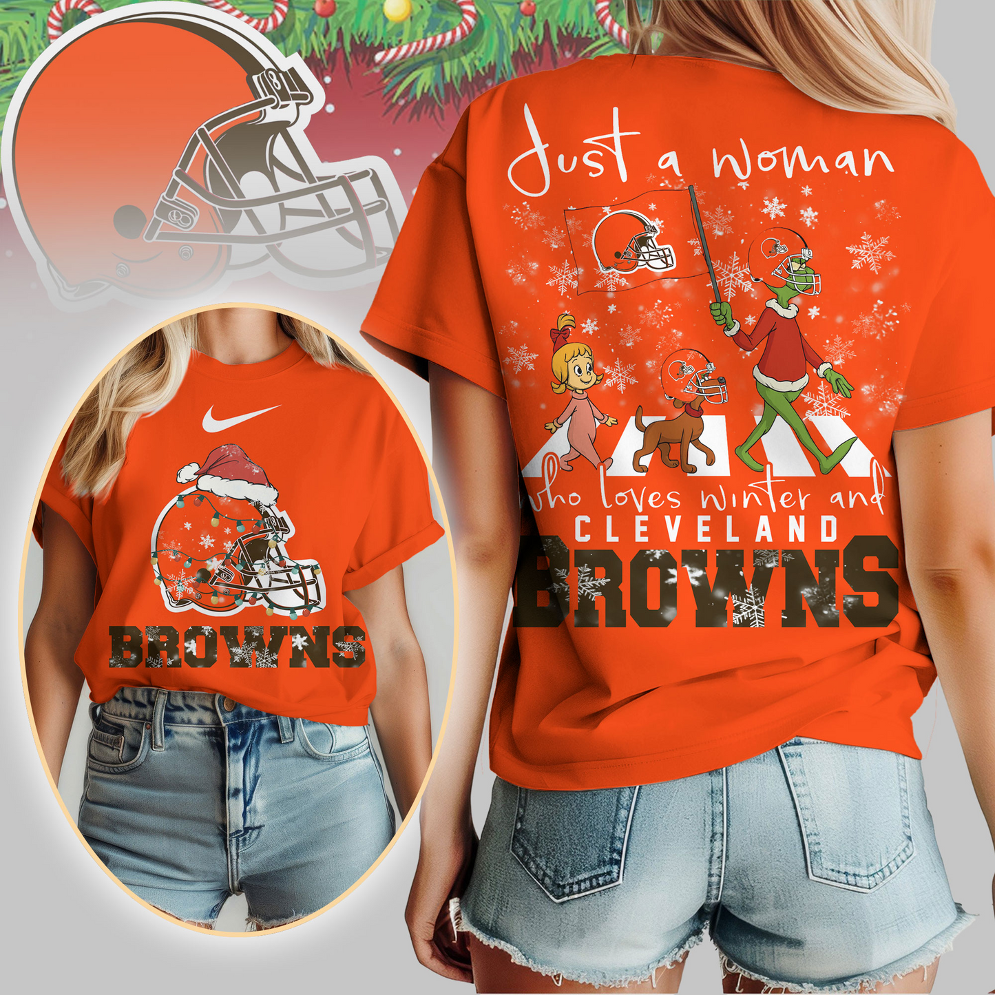 CLE Premium NFL Just A Woman Who Loves Winter 3D Shirt DDT CTND