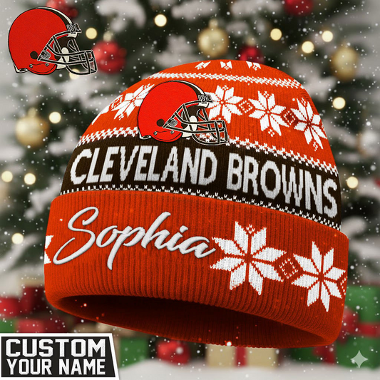 CLE Premium NFL Personalized Football Beanie Hat DDT NTL