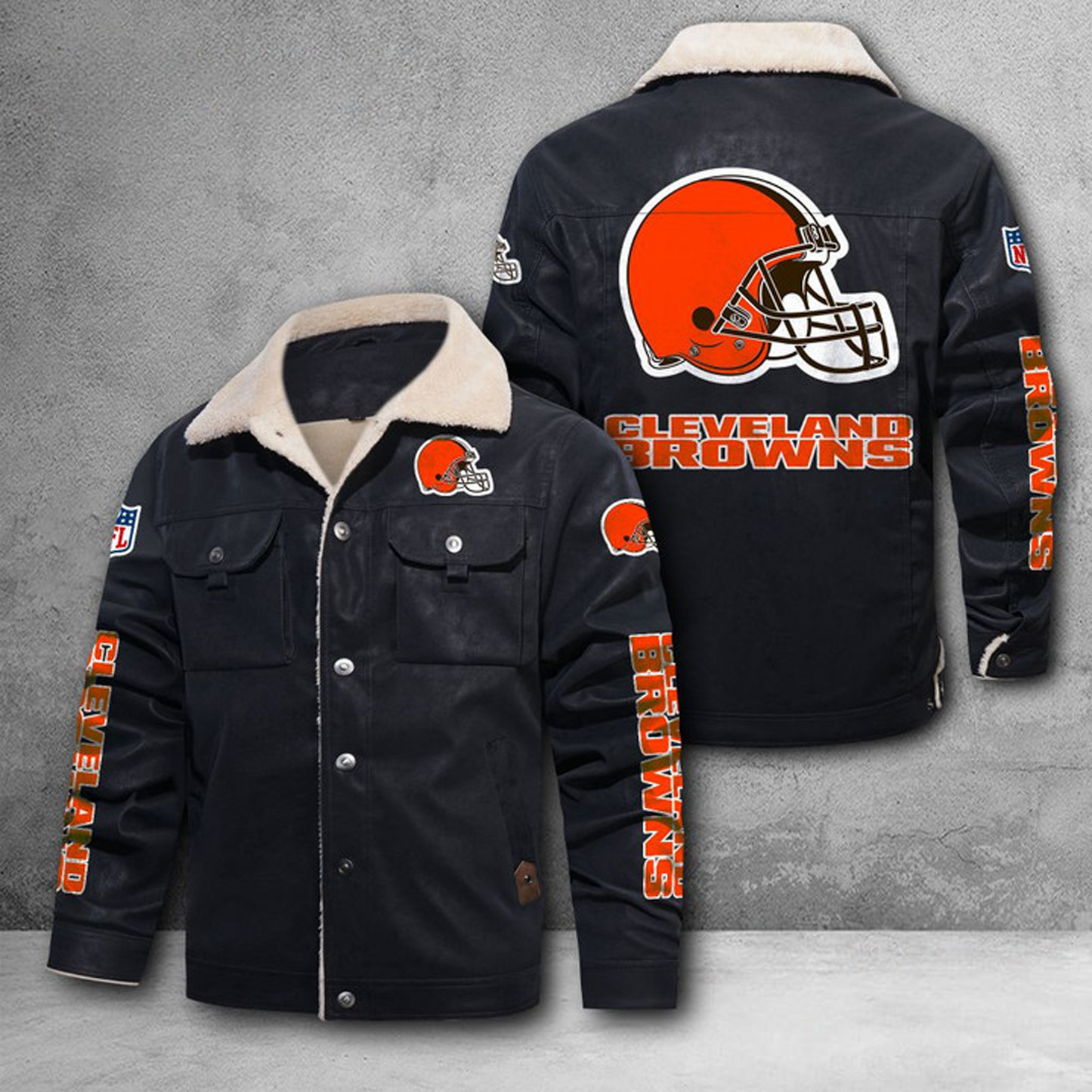 CLE X NFL LEATHER JACKET DATND THUONGNH