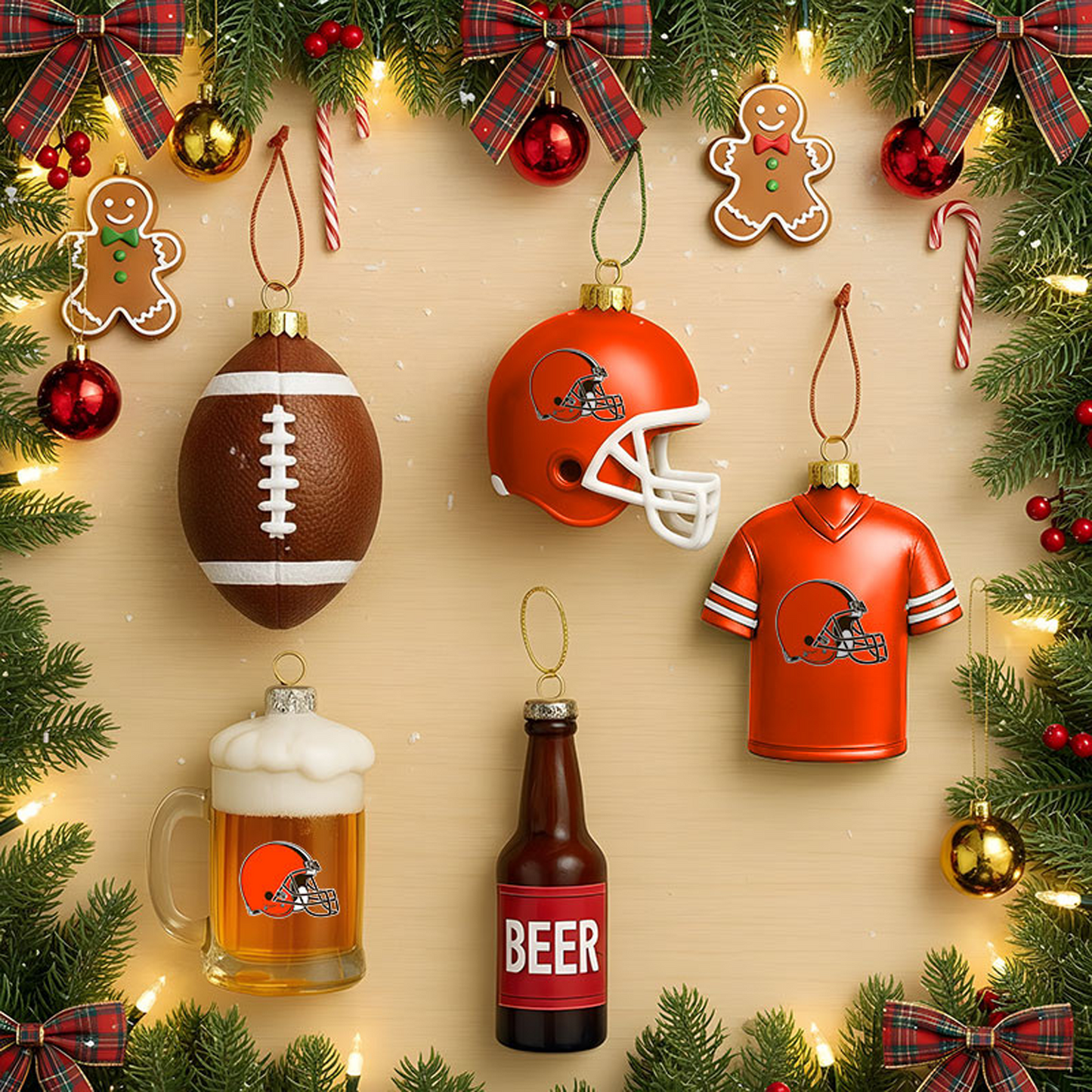 CLE x NFL Football Combo Set 5 Acrylic Ornament For Home Decor DatND DVT
