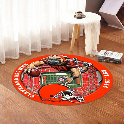 CLE x NFL Luxury 3D Round Rug DatND DVT